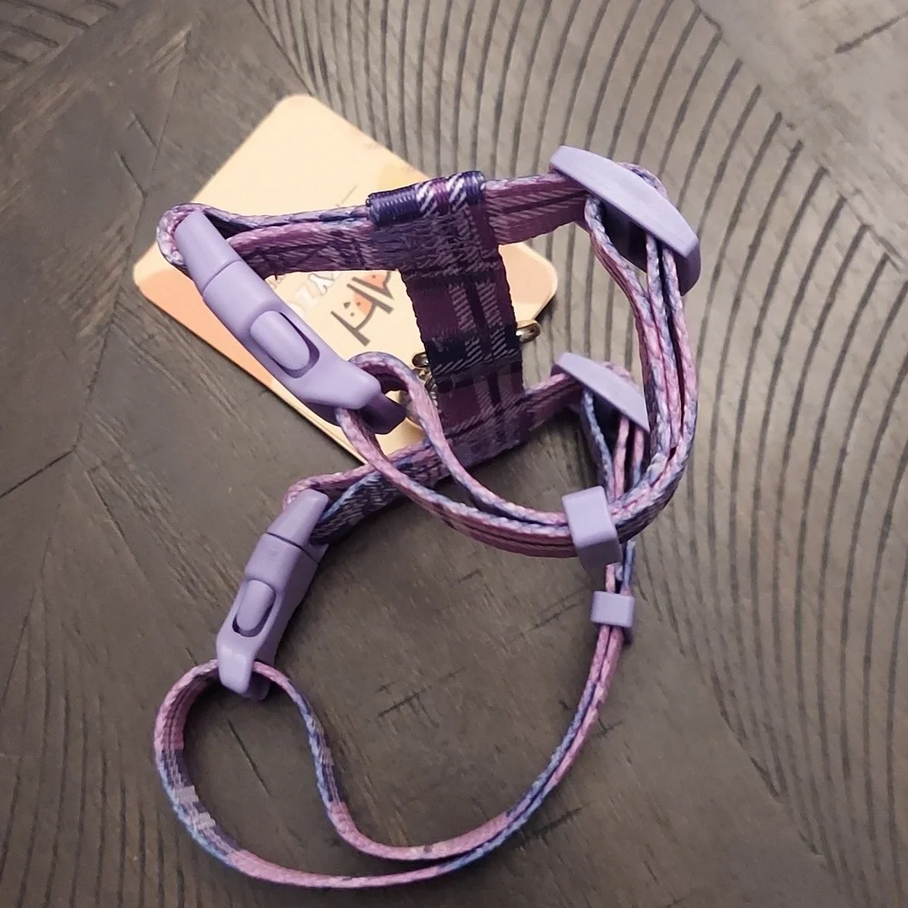 BEAUTYZOO Purple Plaid Small Dog/Cat Harness And Leash NEW